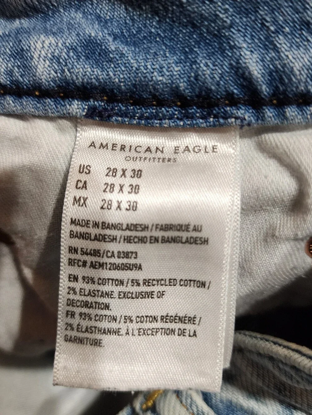 American eagle Airflex and hollister Mens Jean Lot Of 2 28x30 Light Wash Stretch